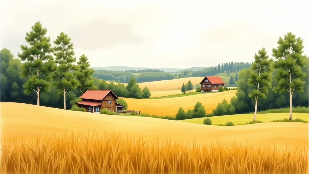 Rolling hills and pine forests in Latvian countryside