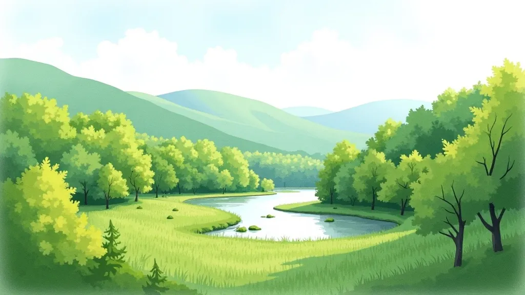 Scenic Gauja National Park landscape with forested river valley and green rolling hills in spring