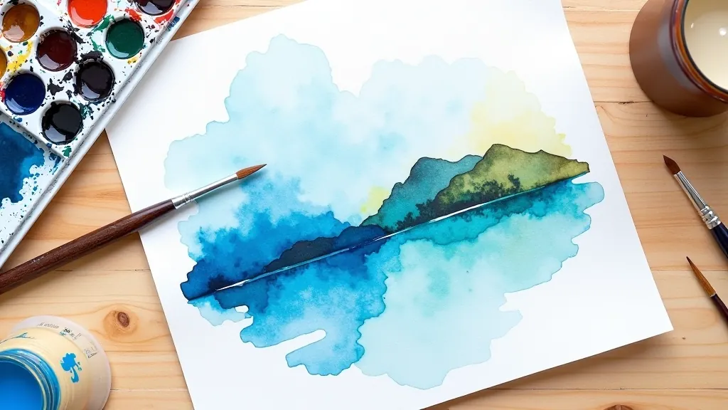 Close-up of watercolor paint spreading on wet paper with soft color transitions